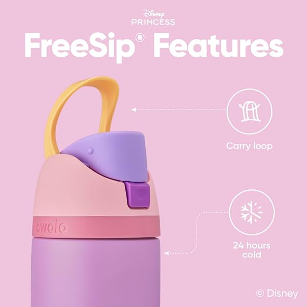 OWALA DISNEY PRINCESS FREESIP INSULATED STAINLESS STEEL WATER BOTTLE WITH STRAW FOR SPORTS AND TRAVEL, BPA-FREE SPORTS WATER BOTTLE, 24 OZ, RAPUNZEL