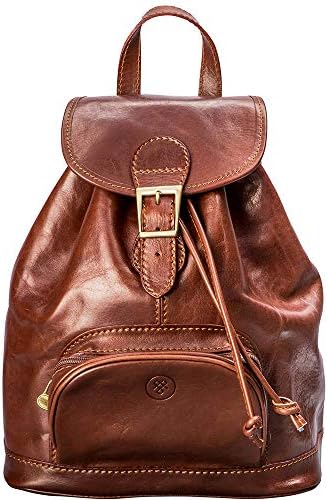 Maxwell Scott - Womens Luxury Classic Leather Backpack for Luxury Travelling - Made in Italy - The Sparano Chestnut Tan