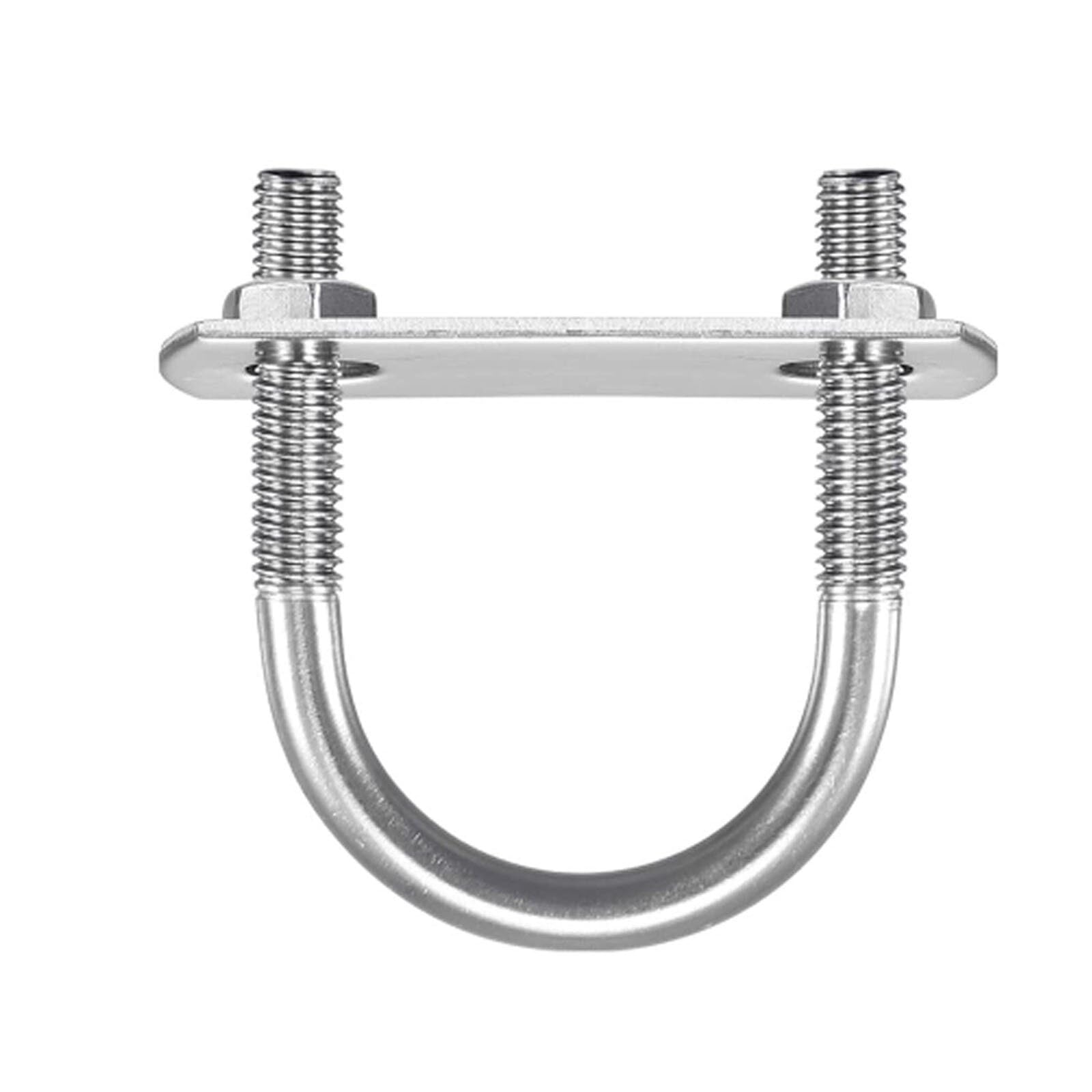 TOP-VIGOR 2 sets M6 Round U-Bolts, 27mm Inner Width 47mm Length 304 Stainless Steel U-Bolts with Nut, Plate, Washer for Attaching Piping Conduit Cable Tube Trailer Marine