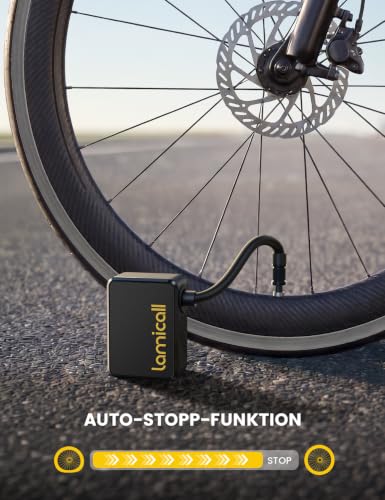 Lamicall Mini Bicycle Pump Electric Air Pump - [Fast & Safe Inflation] 120 PSI Portable Battery Bicycle Pump with Pressure Gauge & Auto Stop, Tiny Compact Bicycle Pump for Road Bike, MTB, E-Bike