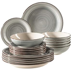 MÄSER 931876 Bel Tempo II Plate Set for 6 People in Modern Vintage Look, 18-Piece Dinner Set, Hand-Painted Ceramic…