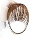 Stamped Glorious Real Human Hair Clip on Air Bangs Hairpieces for Women Flat Bangs with Temples(Color:Light Brown)
