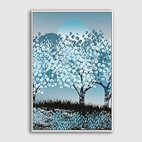 Framed Canvas Home Artwork Decoration Abstract Colorful Scenery Canvas Wall Art for Living Room, Bedroom - 16x24 inches