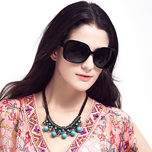 LianSan Oversized Womens Sunglasses Polarized uv Protection Simple Sunglasses LSP301(black frame gradient black lenses)