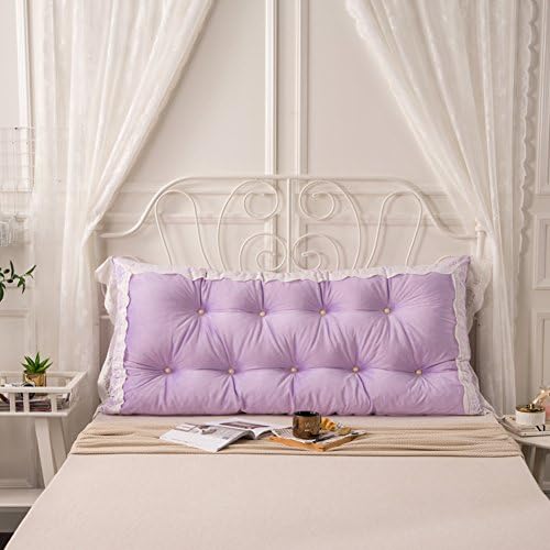 UYHSAUDGHFHE All Cotton Korean Version Double Pillow Lace Bed Sofa Cushion 100% Cotton Two-Person Long Pillow Korean Head Back-E 120x75cm(47x30inch)