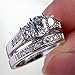 LOVERSRING Couple Ring Bridal Set His Hers White Gold Plated CZ Stainless Steel Wedding Ring Band Set
