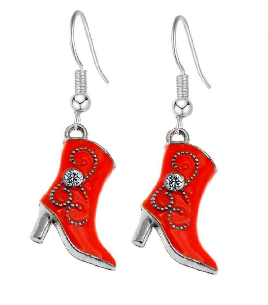 Red Cowgirl Boot Earrings - Handmade