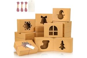 BEAVOING 24 PCS Christmas Cookie Boxes, 8x6x2.5 Inches Bakery Boxes with Window Pastry Treat Boxes for Chocolate Strawberries, Cupcakes, Muffins, Dessert Donuts Gift-Givingand Party