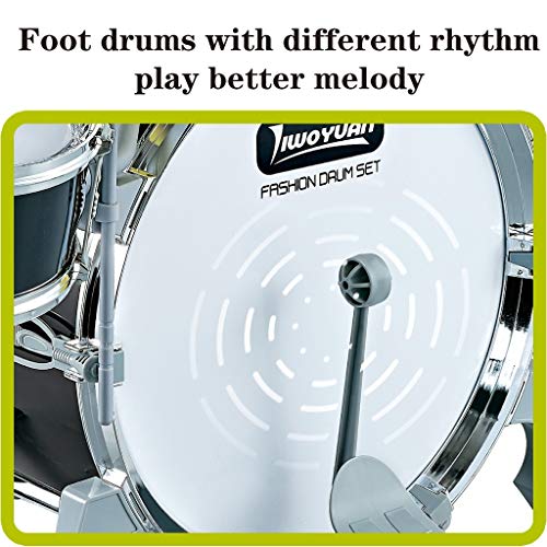 Kids Jazz Drum Set,5 Drums, 6 instructional song cards, Kick Pedal, 2