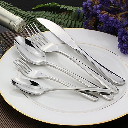 Flatware Set, Silverware, 18/10 Stainless Steel Cutlery Mirror Polished by Dealight - 20 Pieces for 4 People