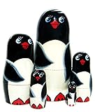 Penguins 5-Piece Black Russian Nesting Doll Russian Stacking Matryoshka by GreatRussianGifts