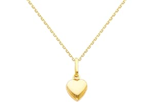 The World Jewelry Center 14k Yellow Gold Heart Pendant with 0.9mm Cable Chain Necklace