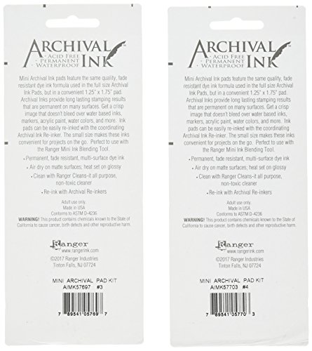 Ranger Mini Archival Ink Pad Kits #3 & #4 - 2 item Bundle