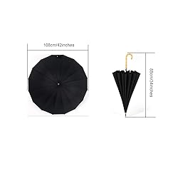 ThreeH Bamboo Stick Umbrella Auto Open Solid Color