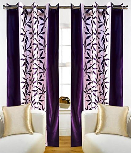 Cozyland Super India Floral Polyester Window Curtain - 5ft, Purple