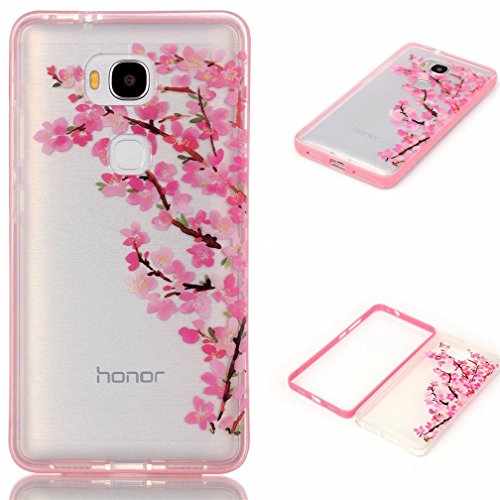 Huawei GR5 Phone Case,Huawei 5 X Cover,Honor GR5 Case,Huawei Honor X5 Tpu Case,Premium TPU Silicone Slim Protective Skin Case for Huawei X 5 Honor Phone Cover,half flower
