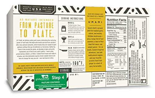 TRIBALÍ Foods Organic Patties, 4-Pack, Umami Beef (16 Patties)