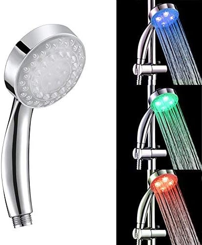 Amazon Co Jp Yutuduハンドヘルドledシャワーヘッド水フローグロー点滅カラー照明のバスルームハンドヘルドヘッド マルチカラー Diy 工具 ガーデン