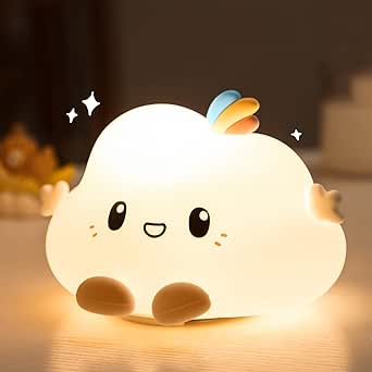 Mubarek Kids Night Light for Kids Room, Cute Baby Night Light, Toddler Night Lights, Rechargeable Night Light for Girls, Kawaii Silicone Cloud Night Light, Squishy Night Light Portable Battery Powered