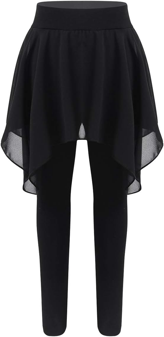 Yeahdor Mädchen Sport Leggings Hosenrock Ballett Yoga Leggins Slim Fit Hose mit Asymmetrischem