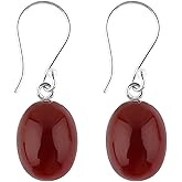 DEVMUKTI 925 Sterling Silver Designer Earrings, Natural Carnelian Gemstone, Handmade Bohemian Jewelry, Healing Crystals Earring for Women, Christmas Gift (Approx.16x12mm)