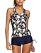 MAXMODA Women's Racerback Printed Tankini With Boyshort Two Piece Swimsuit