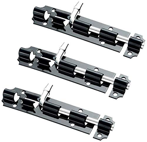 3Pcs 6" Black Latch Catch Heavy Duty Garden Gate Shed Sliding Door Tower Bolt
