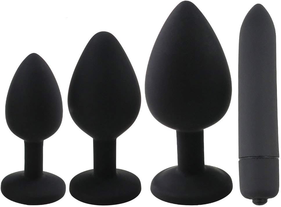 4 Pcs/Set Soft Silicone Bûtt Pl'uģ Set Round Luxury Gem Design Ànâles Plùg for Women and Men Beginner
