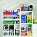 Fun Express Stackable Storage Bins 13x9.75x3 Inch - 6 Pack Colorful Plastic Storage Baskets with Handles for Classroom Organization | Paper Trays for Teachers, Office Storage & Home Organizing