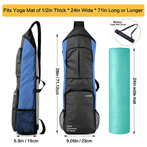 Warrior2-Yoga-Mat-Bag-Carrier-Yoga-Backpack-Fits-12-Inch-Thick-Mat-Large-Pockets-Water-Bottle-Holders-Full-Zip-Yoga-Mat-Carry-Bag-for-Women-Men-Yoga-Gym-Pilates