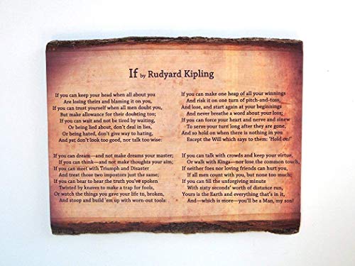 If by Rudyard Kipling on Natural Edge Wooden Plaque - Wood Sign