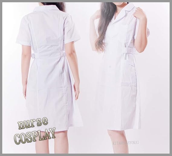 Amazon Kitamurasyokai ナースコスプレ 看護師衣装 白衣 ミニスカ レディース ワンピース White m コスプレ 仮装 通販