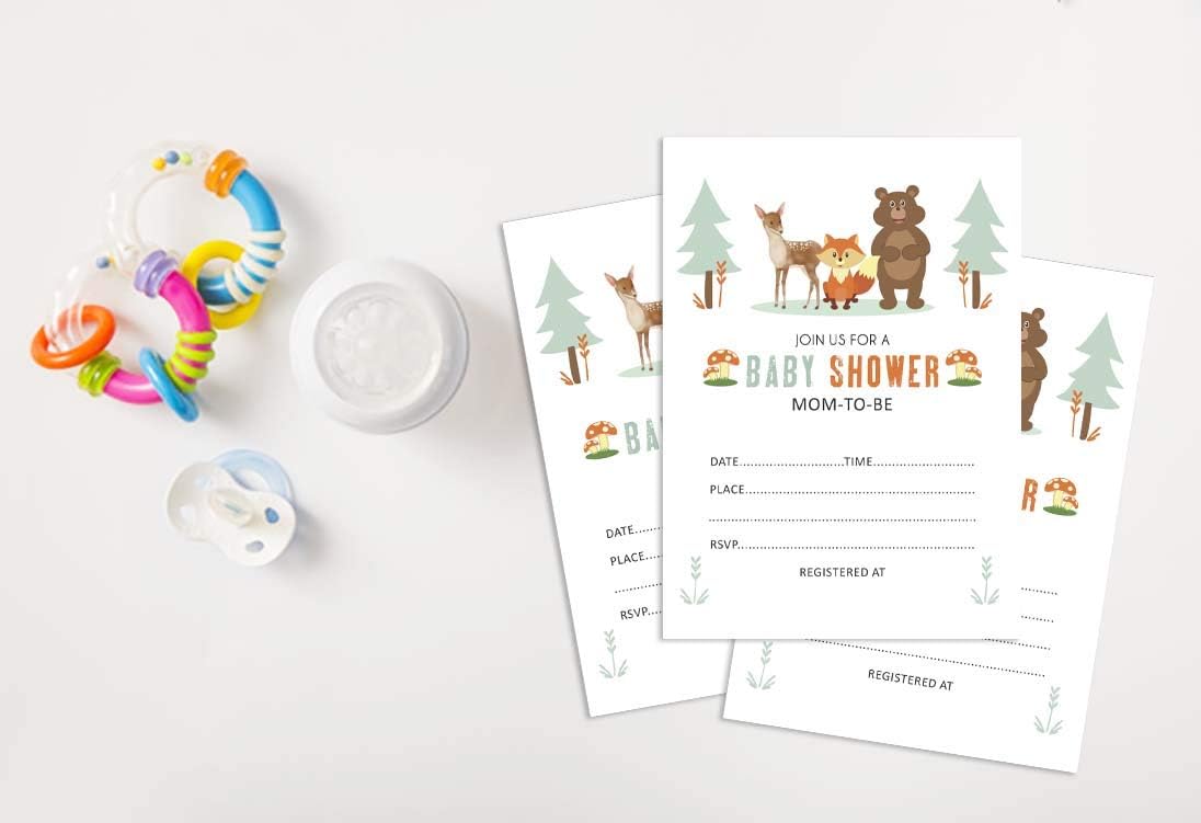 Inkdotpot 30 Fill In Style Baby Shower Invitation Cards Jungle Animals Gender Neutral Blank Invites, Invitation_card, 5 x 7 Inches - Image 5