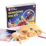 iSTONE Gemstone Dig Kit - Excavate 20 Real gems -Dig It Up -Great Science Gift for Mineralogy and Geology Enthusiasts of Any Age