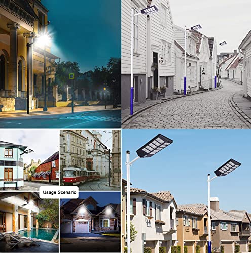 Dollcora Solar Street Lights, 400W Solar Outdoor Lights 800 LED Waterproof Dusk to Dawn Motion Sensor Light Lamp for Garage, Patio, Parking Lot, Garden, Playground