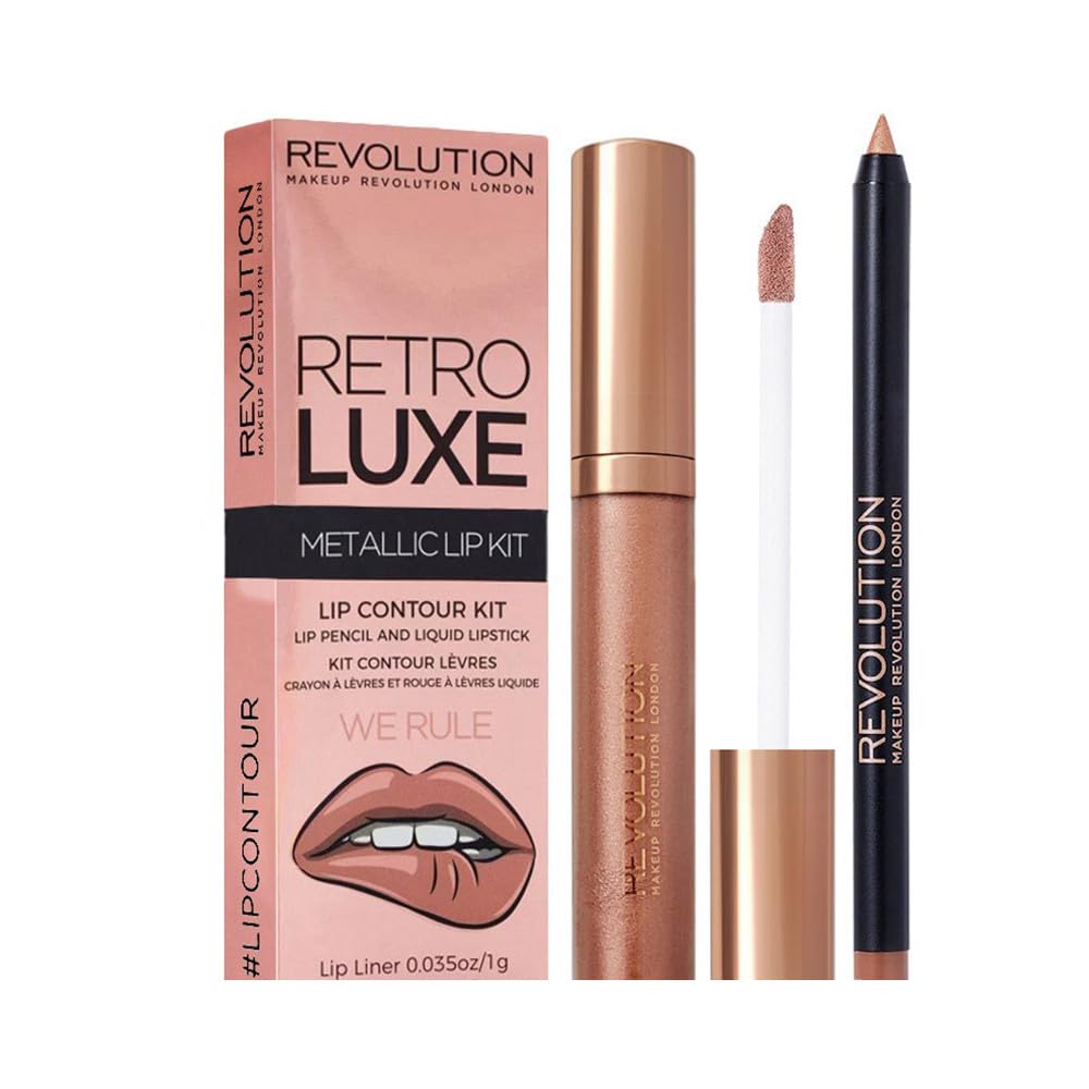 Makeup Revolution Retro Luxe Metallic Lip Kit We Rule, Pack of 2
