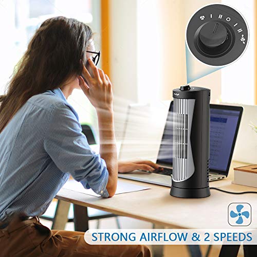 Small Oscillating Tower Fan, Portable Electric Desk Fan, Quiet Personal