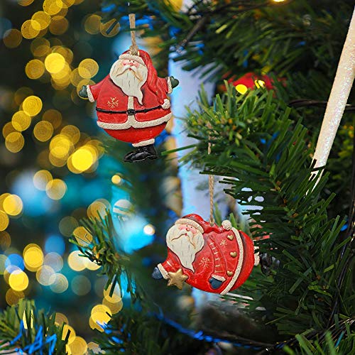 WHY Decor Cute Resin Santa Claus Tree Ornament Decorative Hanging Santa Claus  Decoration Santa Claus ornament Xmas Ornament Holiday Decor for Home Party Set of 6 - Thumbnail 4