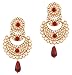Touchstone Indian Bollywood Crystals and red Chand Bali Designer Jewelry Earrings in Gold Tone for Women