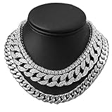 14K White Gold Plated Quavo Choker 20" Cuban