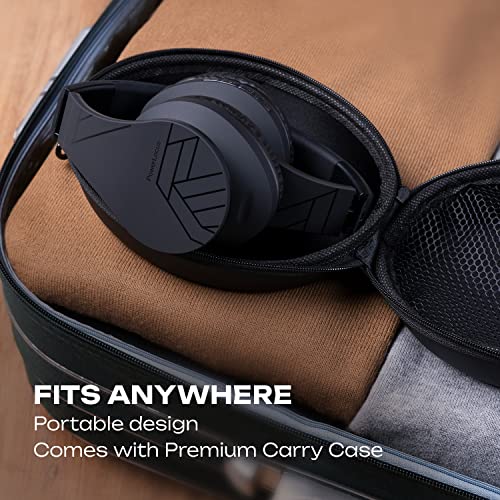 PowerLocus Bluetooth Over-Ear Headphones, Wireless Stereo Foldable Headphones Wireless and Wired Headsets with Built-in Mic, Micro SD/TF, FM for iPhone/Samsung/iPad/PC - Black