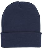 DS Plain Knit Cap Cold Winter Cuff Beanie (40+ Multi Color Available) (Navy)