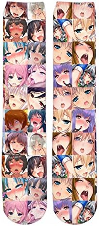 Ahegao Socks, novelty socks men,3D Printed Crew Socks, Athletic Sports Length Socks YX GIRL