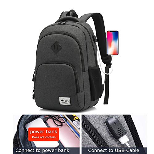 Laptop Backpack AUGUR 15.6 inch Business Travel Backpacks Water Resistant College Back Pack (Black）