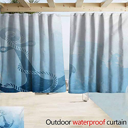 Nautical Grommet Extra Long Curtains Monochrome Anchor