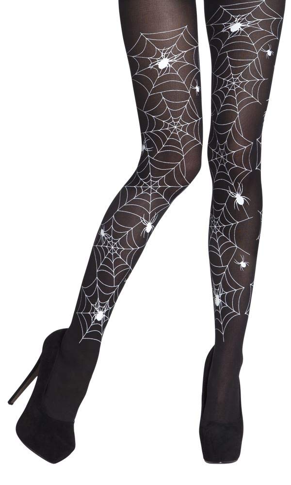 Boland Cobweb Tights 40 Denier – Black Spider Web Pantyhose for Adults – Halloween Witch, Gothic & Fancy Dress Costume Accessory