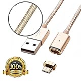 Magnetic Phone Charger - Micro USB Cable - Fast Android Charging Cable by AZbuddy (Gold)