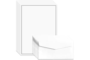 SLAPAFLIFE 72 Pieces Stationary Letter and Envelopes, Black Border Design stationery paper and Envelopes Set, 48 Paper Sheets + 24 Envelopes Letter Size