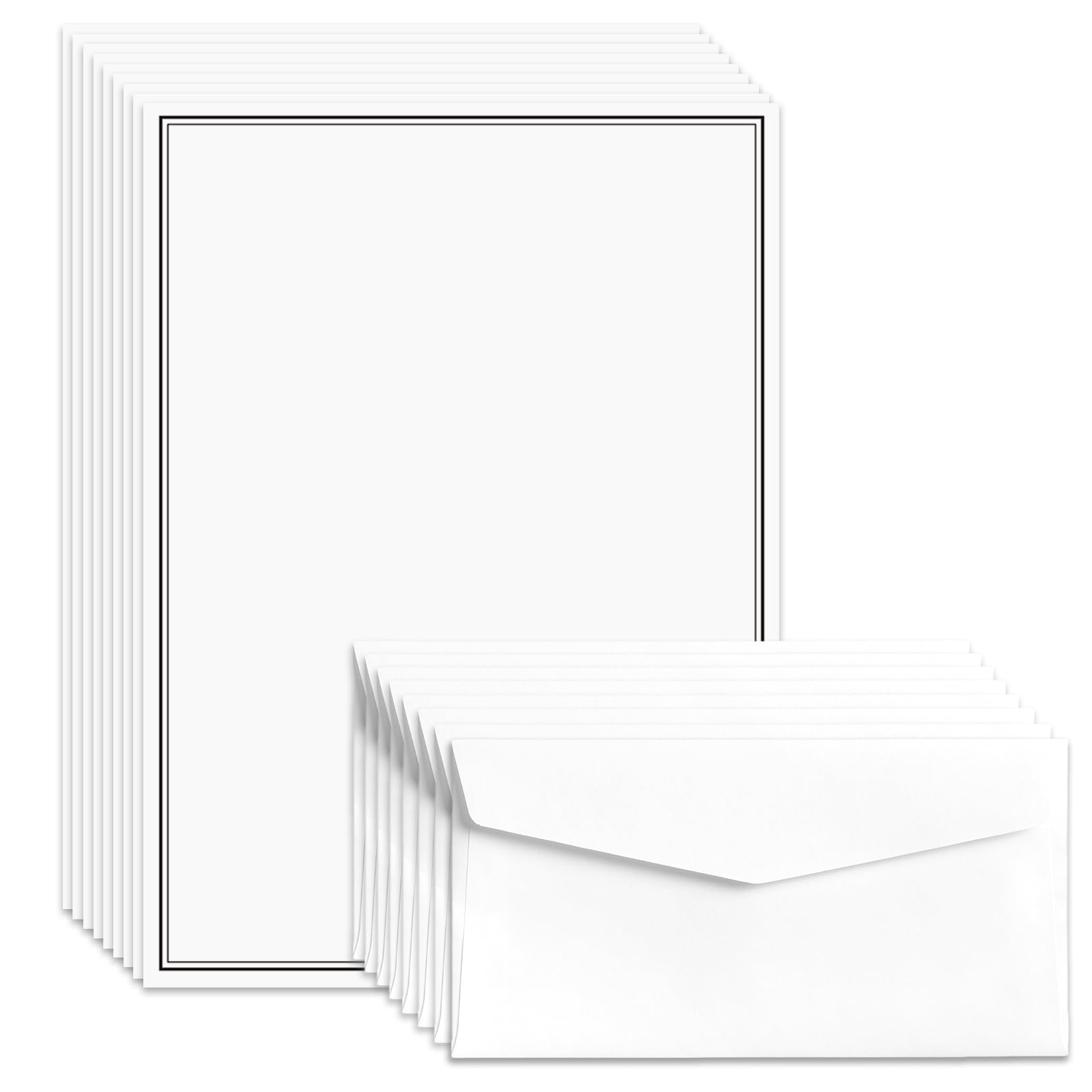 Photo 1 of 72 Pieces Stationary Letter and Envelopes, Black Border Design stationery paper and Envelopes Set, 48 Paper Sheets + 24 Envelopes Letter Size