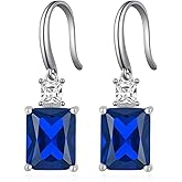 Sterling Silver Birthstone Earring For Woman -Dangle Earrings Jewelry Birthday Gifts for Women,Girlfriend,Wife,Mom - Graduation, Friendship,Birthday, Anniversary